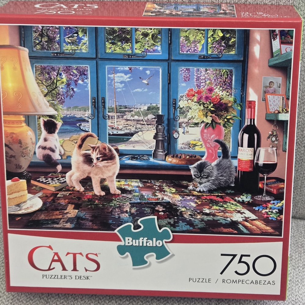 CATS-"Puzzlers Desk"- 750 Piece Jigsaw Buffalo Games Puzzle